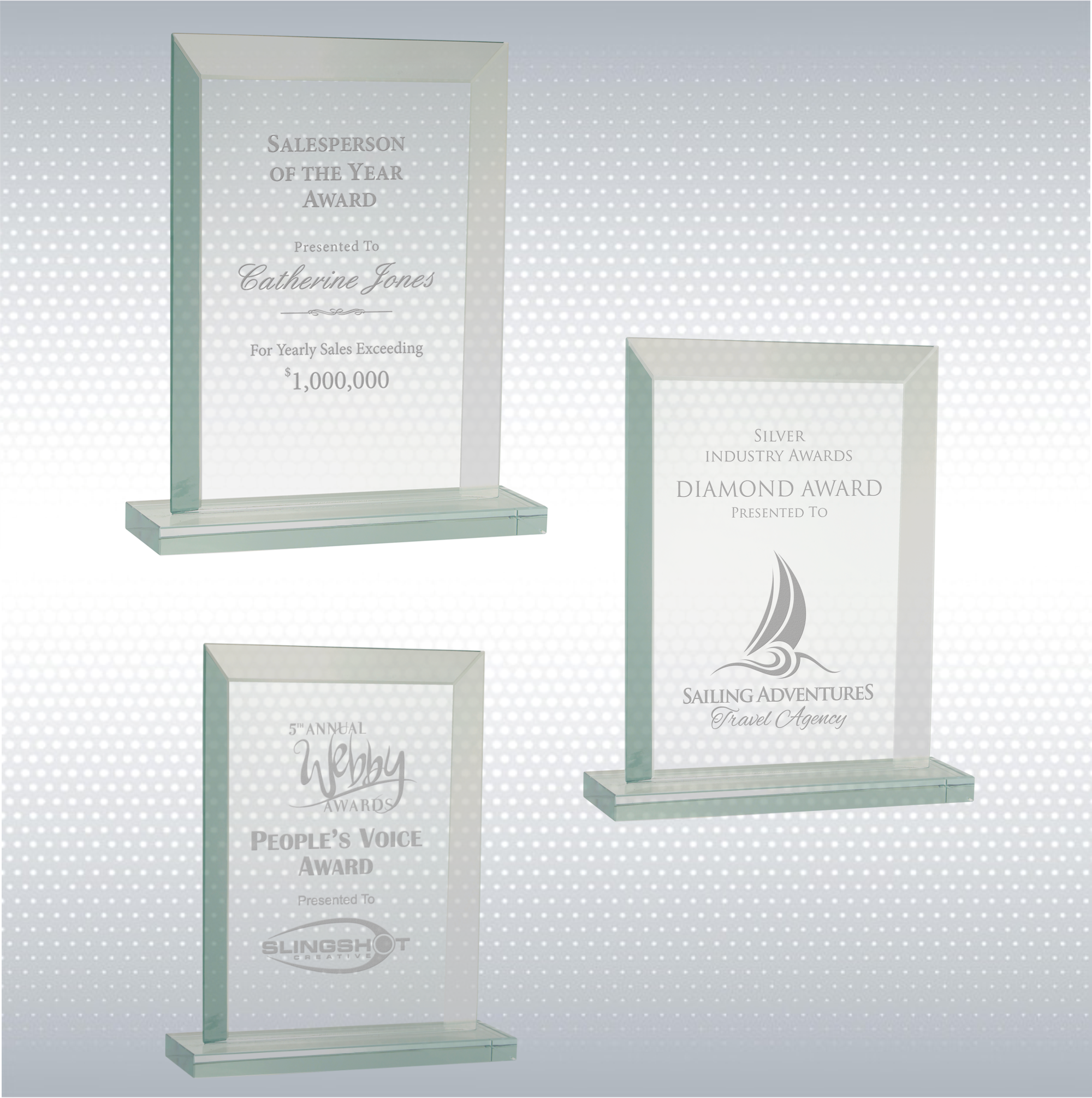 8 1/2" Rectangle Jade Glass Award 2