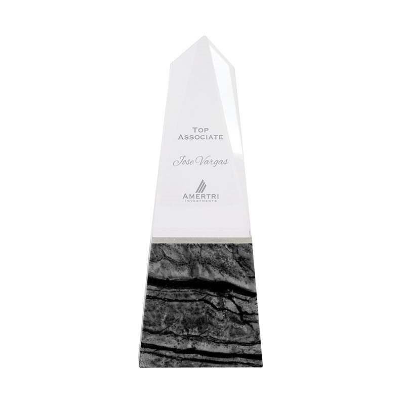 Deneb Crystal Obelisk with Marble Base