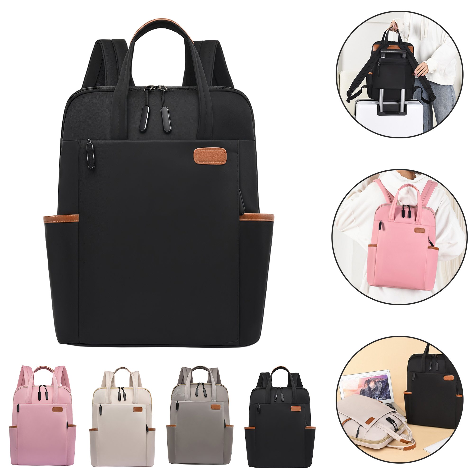 Stylish Color Block Backpack Oxford Fabric Travel Bag Lightweight Large Capacity Laptop Backpack 6