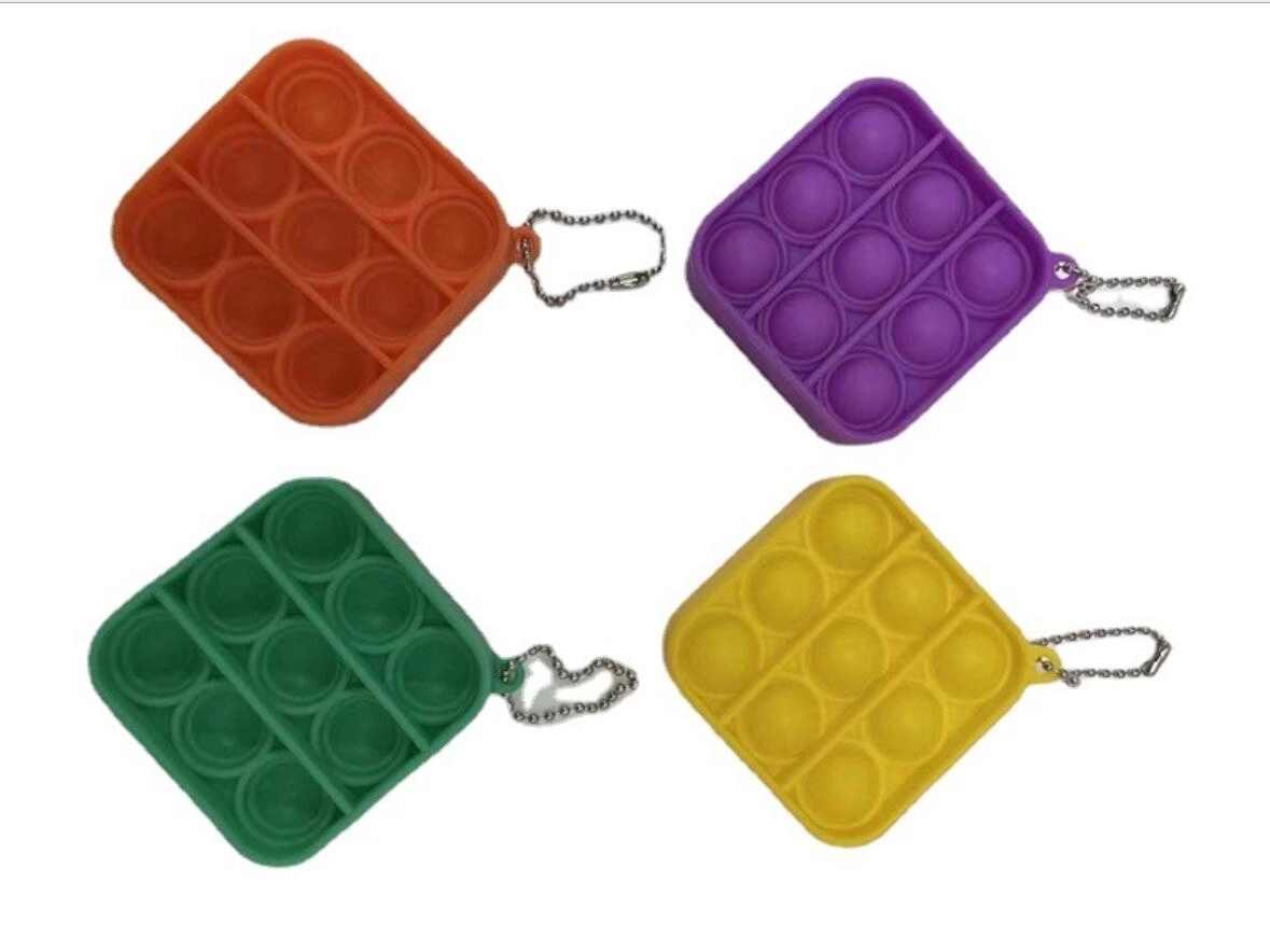 Mini Push Pop Bubble Fidget Toy Key Ring Square 2