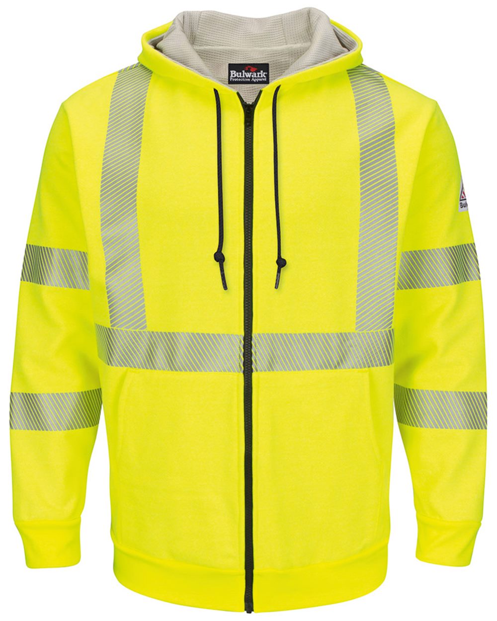 Hi-Visibility Zip-Front Hooded Fleece Sweatshirt with Waffle Lining Tall Sizes
