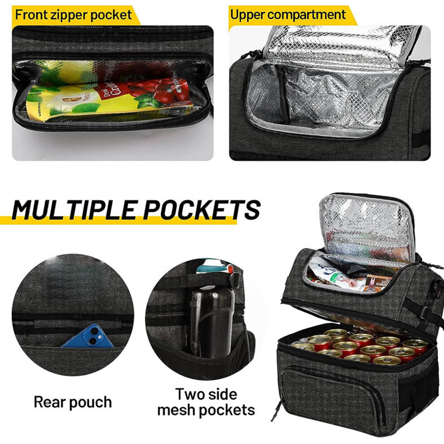 8L Double Deck Oxford Insulated Lunch Bag 6
