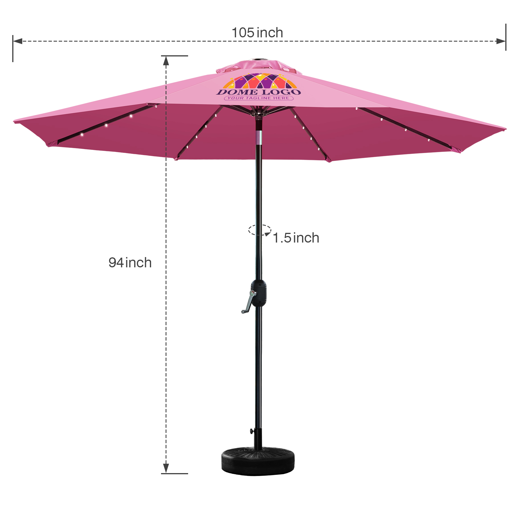 9' Heavy-duty Galvanized Steel Market Umbrella with Solar-powered LED Lights (Full Color) 4