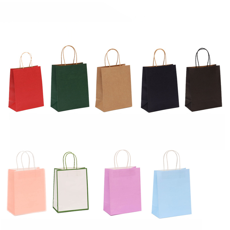 8.2' 'W x 10.6'' H x 5.5''D Full Color White Handle Shopper Kraft Paper Bags 3