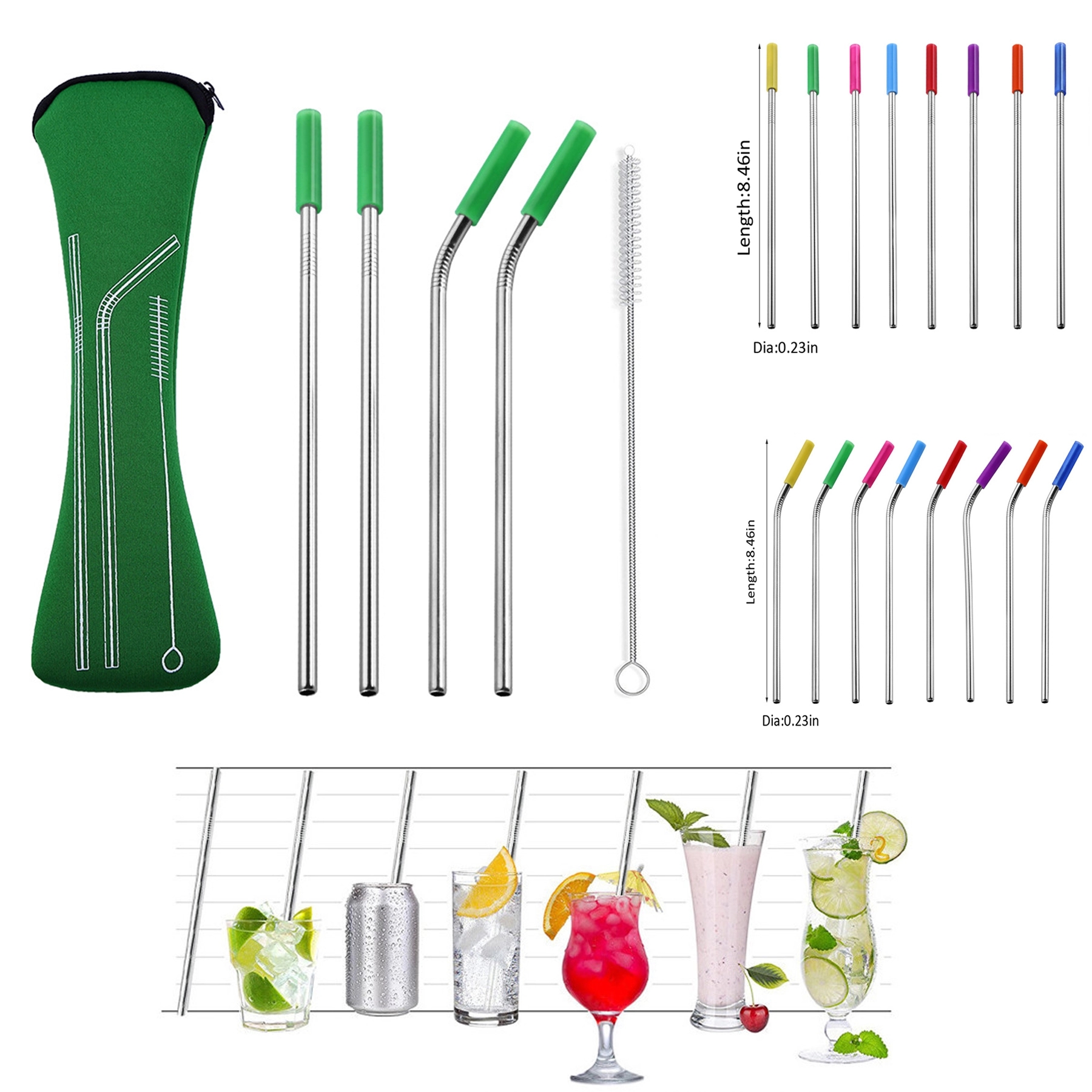 Stainless Steel Straws with Pillow Zip Case 3