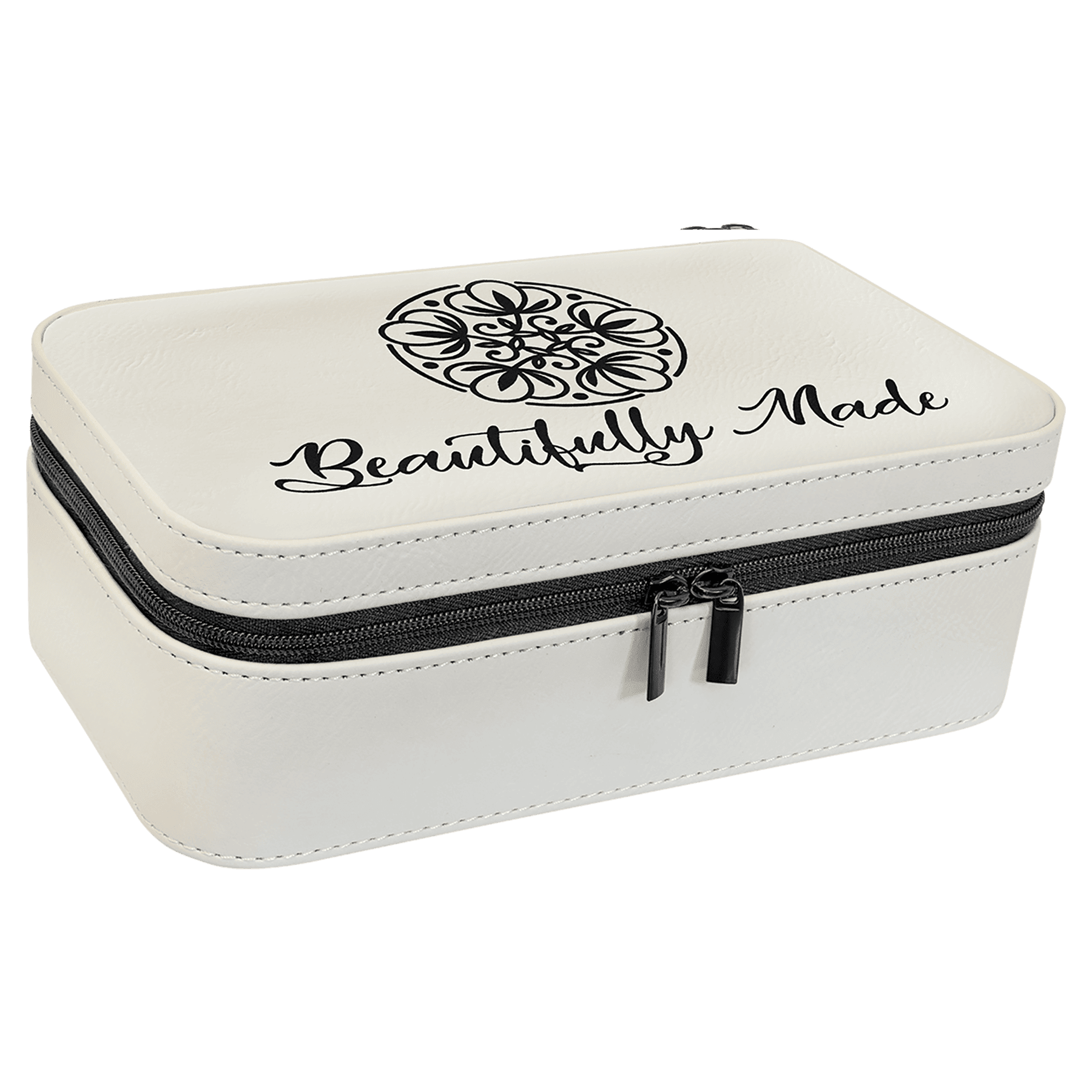 7 1/2" X 4 1/2" White Leatherette Jewelry Box 2