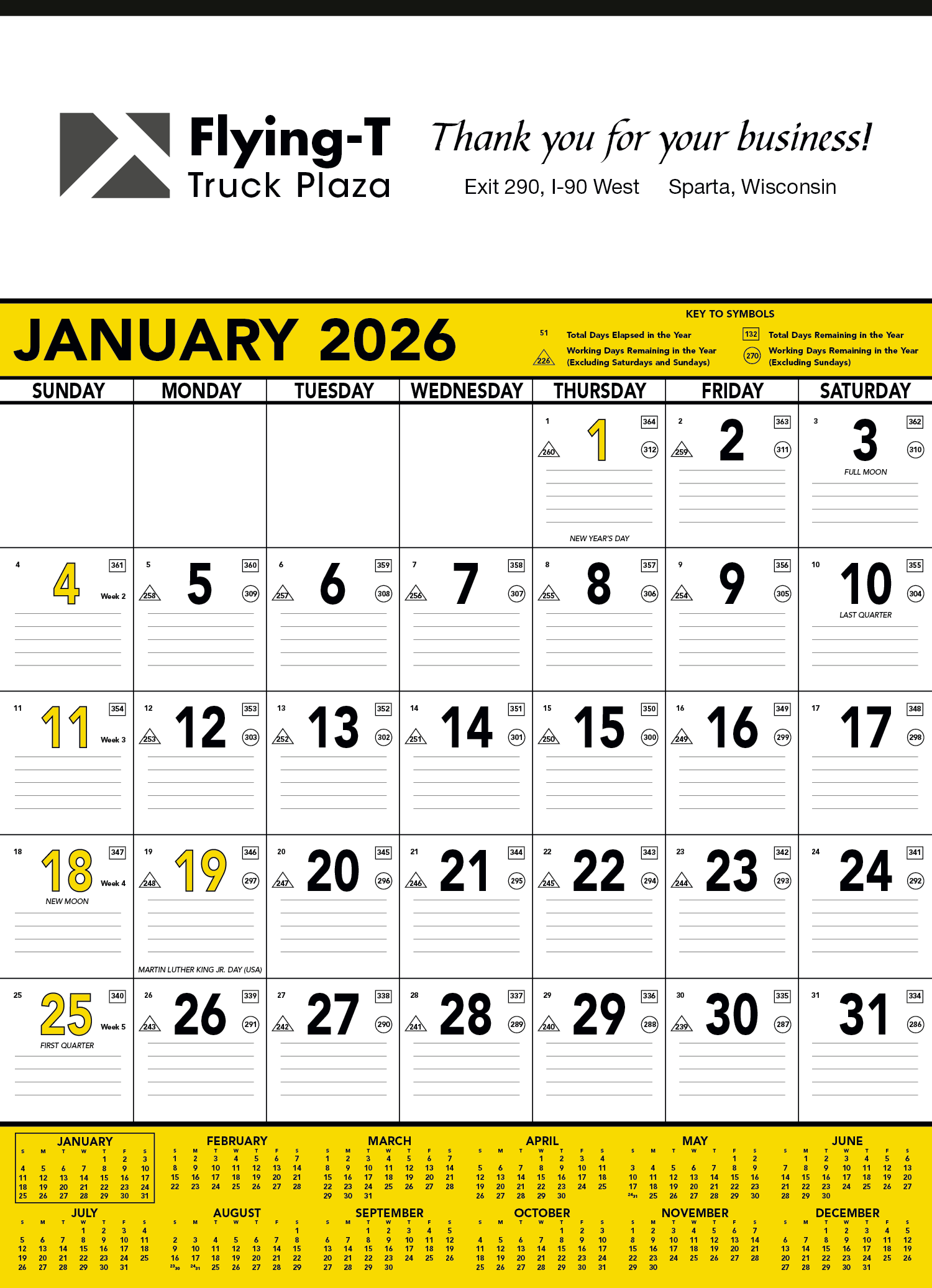 Triumph® Calendars Yellow & Black Contractor Memo Calendar 1