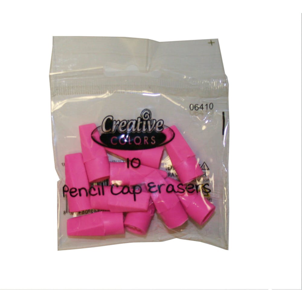 Pencil Cap Erasers - Pink 10 Count 2