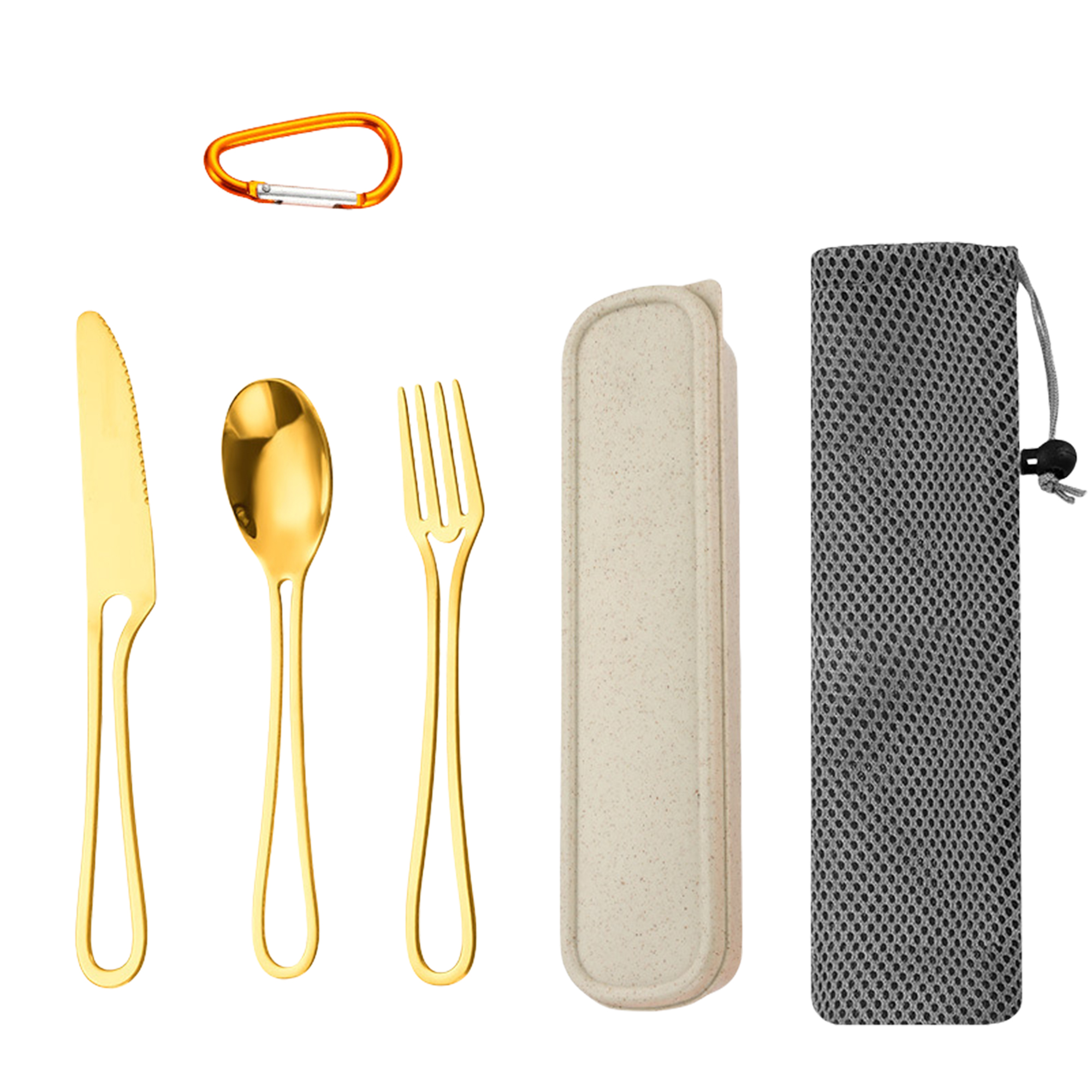 Portable Camping Cutlery Set - Stainless Steel Knife Fork Spoon 3-Piece Outdoor Picnic Utensils 5