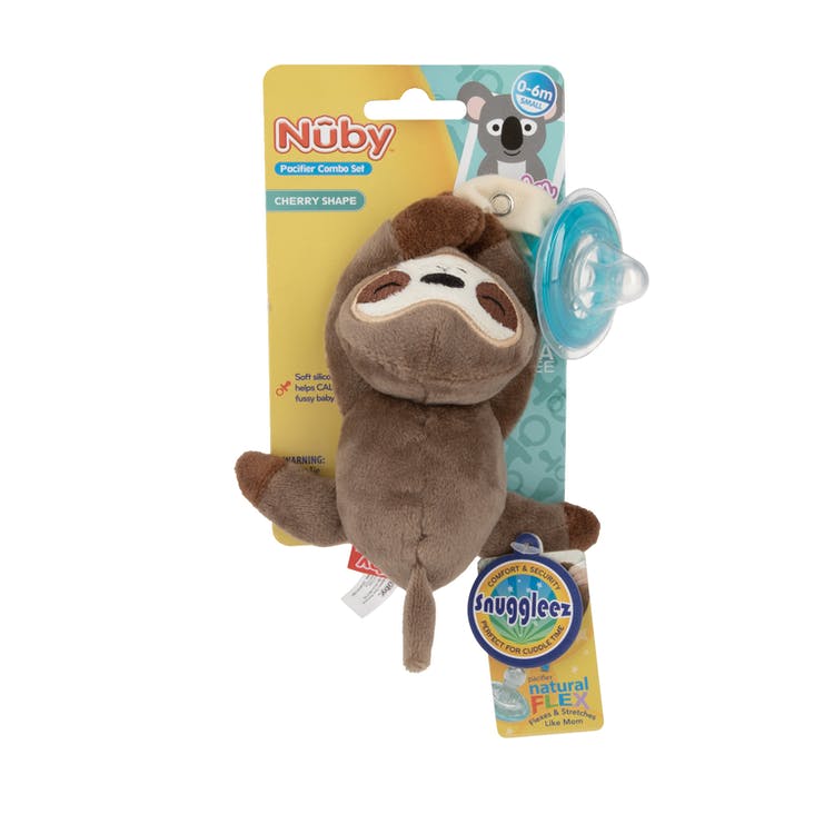 Nuby™ Plush Pacifinder - Sloth 0-6M Natural Cherry Shape 1