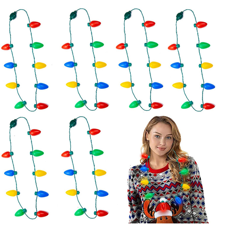 LED Light Up Christmas Bulb Necklace for Party Favors 6