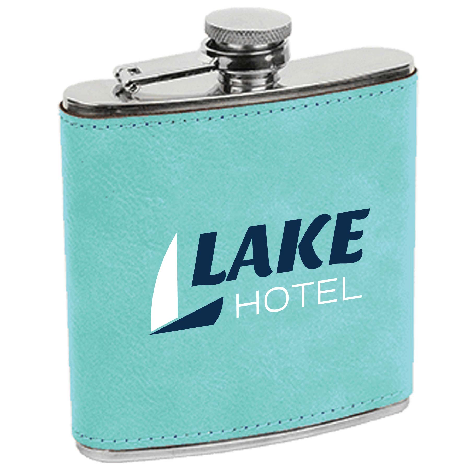 Teal Leatherette Stainless Steel Flask 2