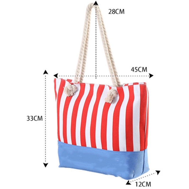 Striped Stitching Canvas Bag 5