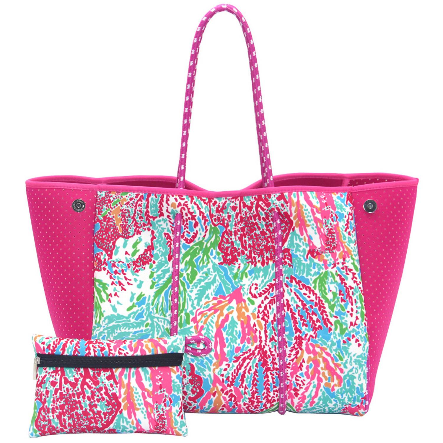 Women's Neoprene Tote Bag w/ Pocket for Beach Travel 13