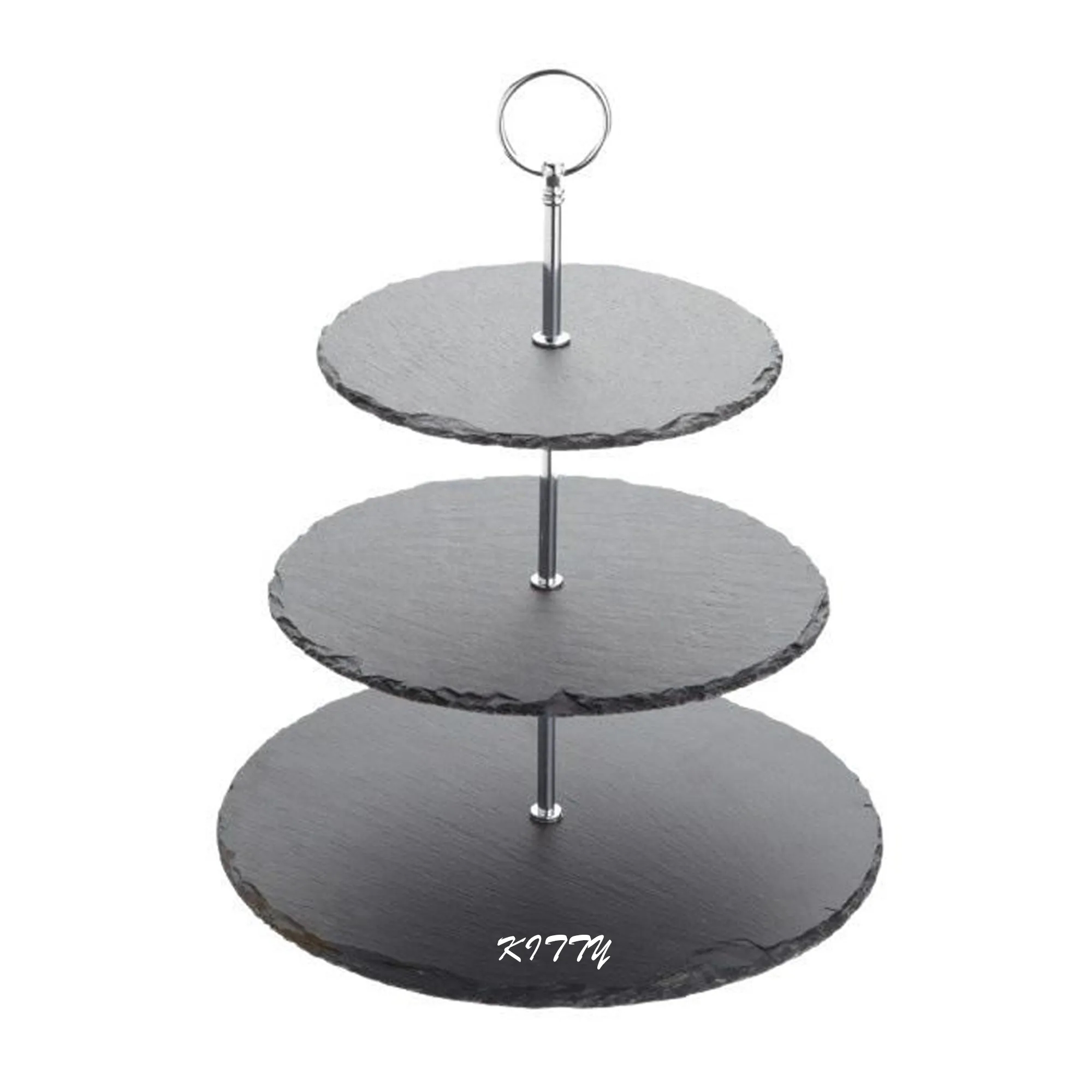 Natural Round Slate 3-Tier Cake Stand 4