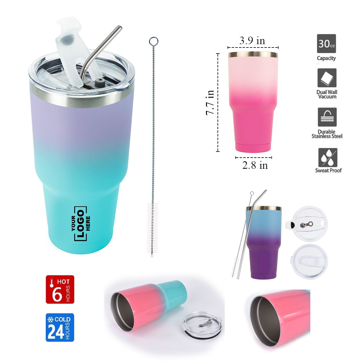 30 Oz Stainless Steel Insulated Travel Mug-Gradient 4