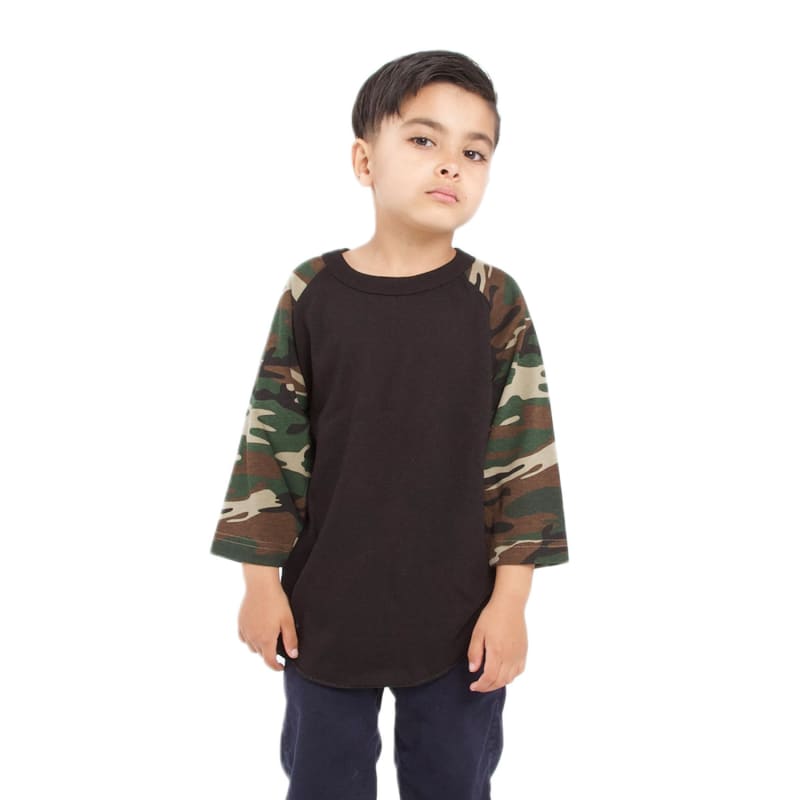 Shaka Wear Youth Three-Quarter Sleeve Camo Raglan T-Shirt 9