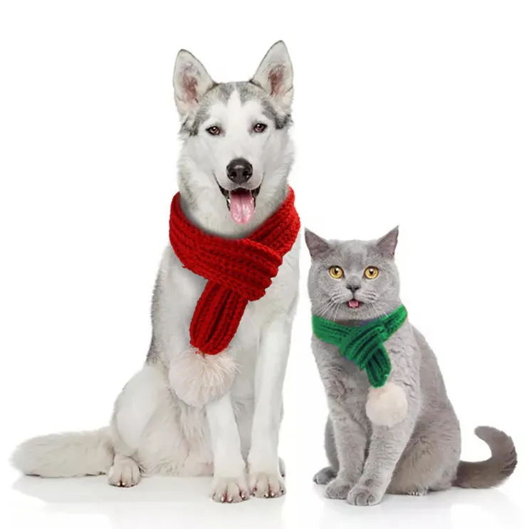 Knitted Christmas Pet Scarf 1