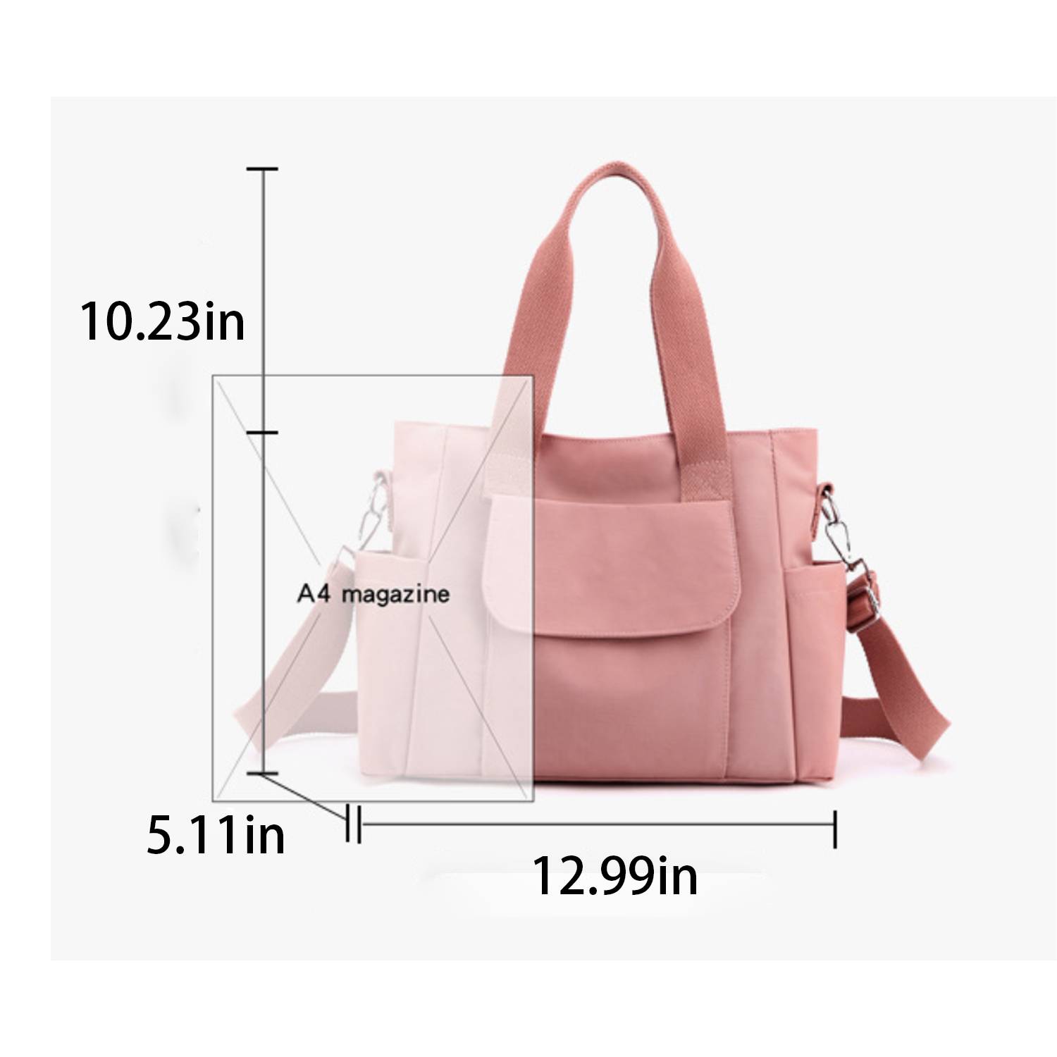 Large Capacity Nylon Handbag, custom tote bag with logo imprint 5