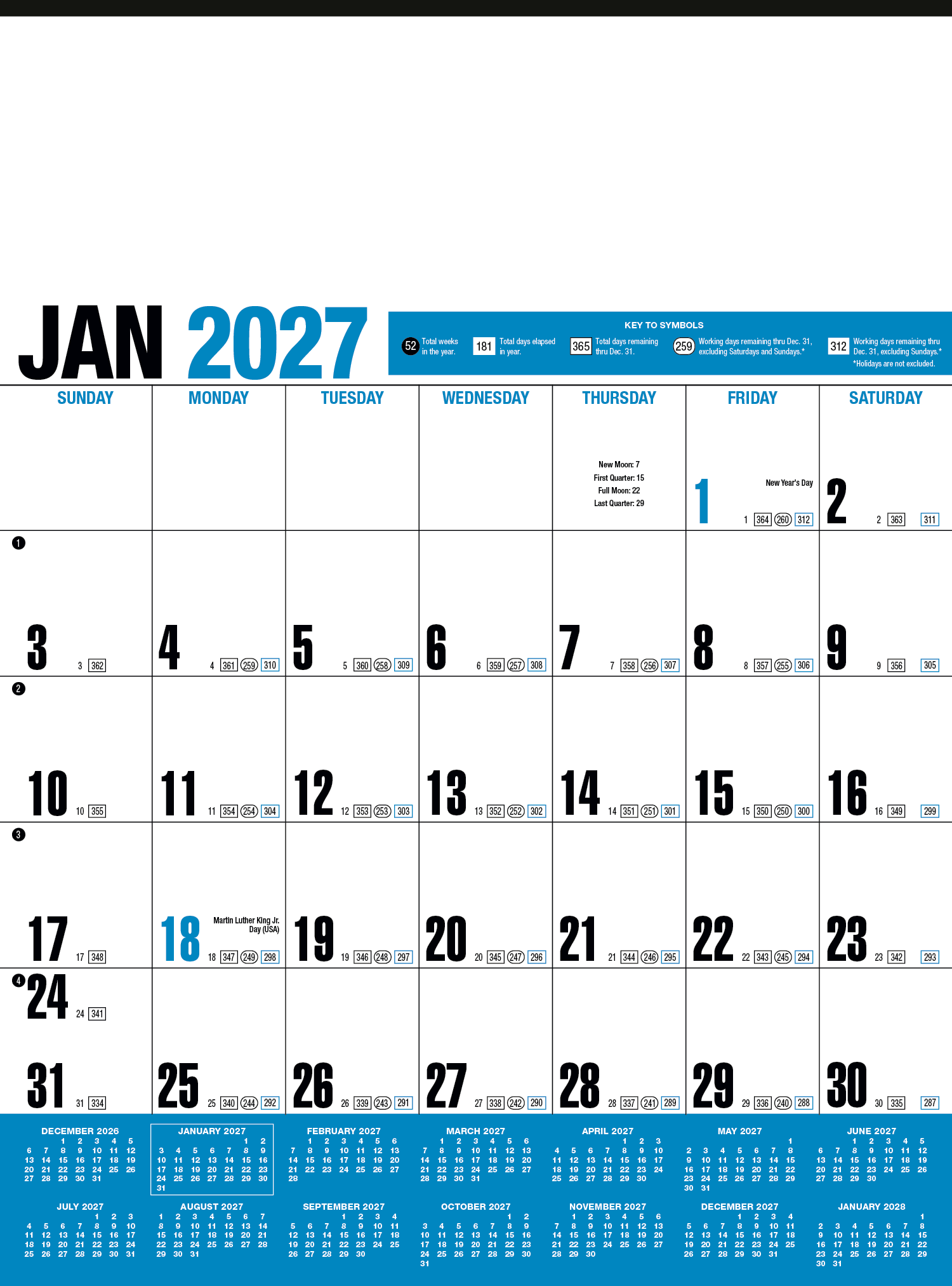 HotLine® Products Yearly Record® Blue Calendar 8