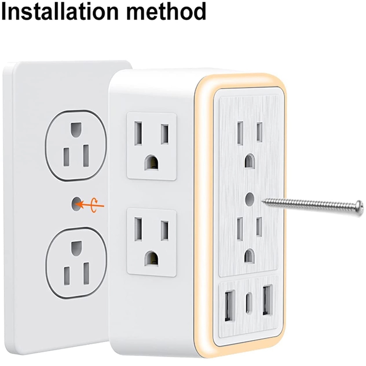 Multi Plug Outlet with 6-Outlet 2 USB Port And Night Light 4