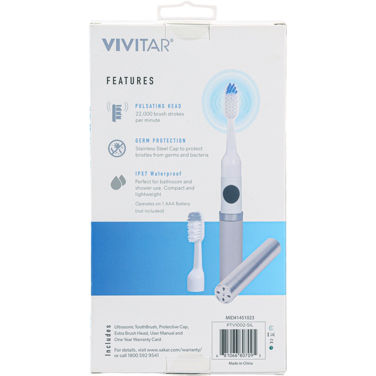 Vivitar® Sonic Ultra Travel Toothbrush 14