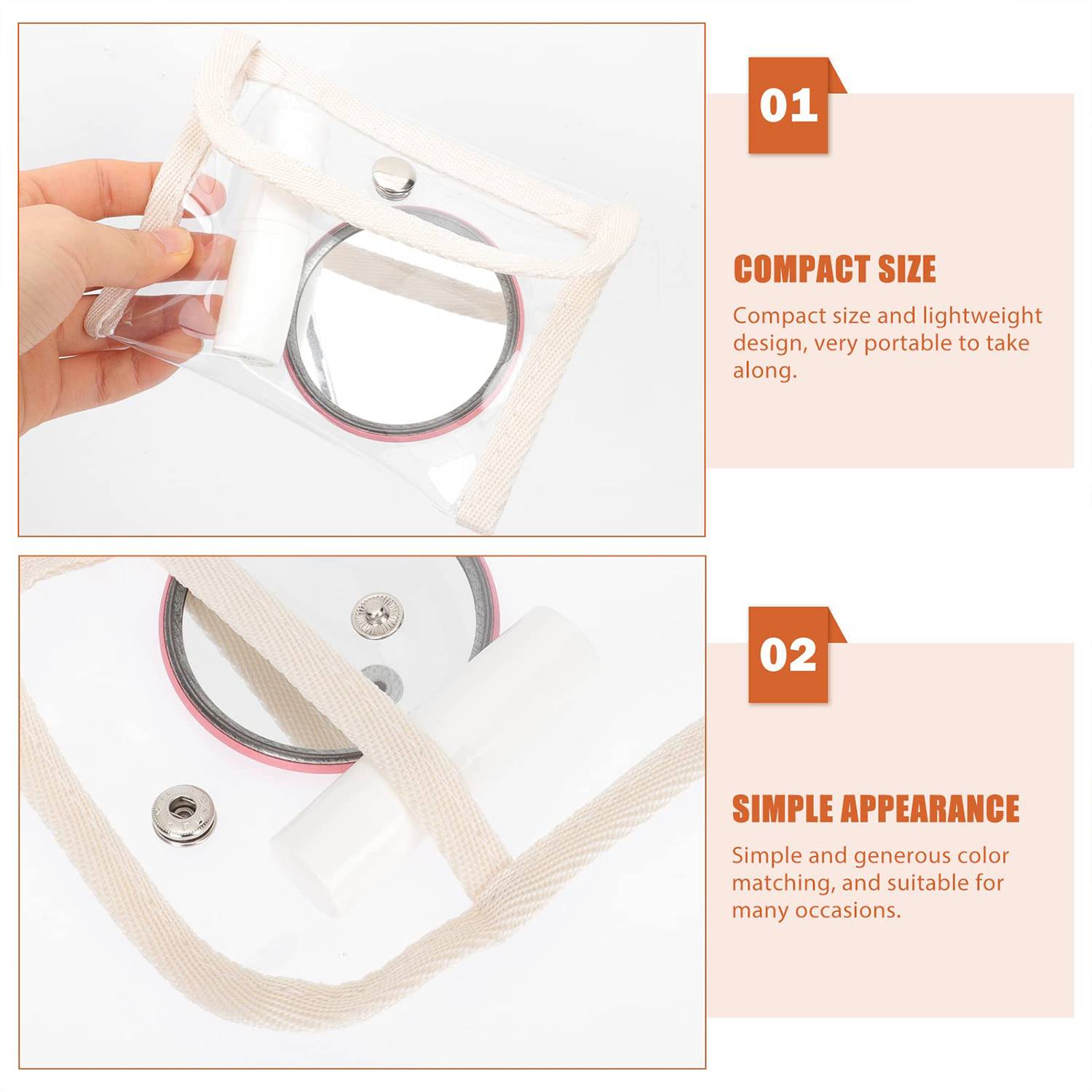 Waterproof PVC Toiletry Carry Pouch w/ Snap Button 2