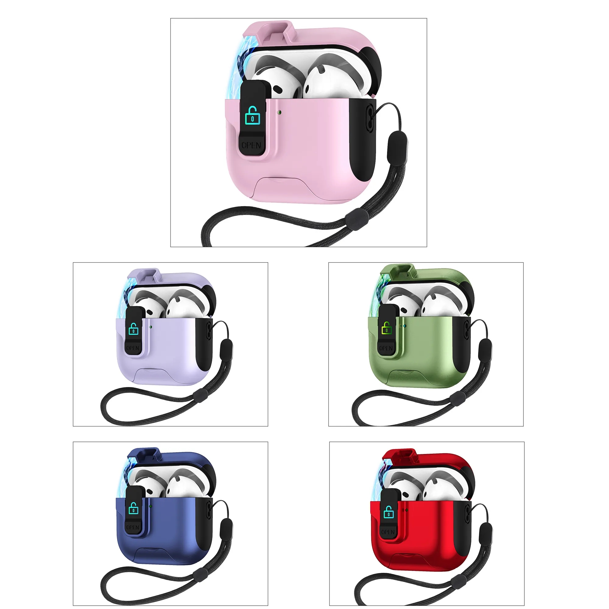 SnapShut Stand Case Detachable Lanyard For Wireless Earbuds 1