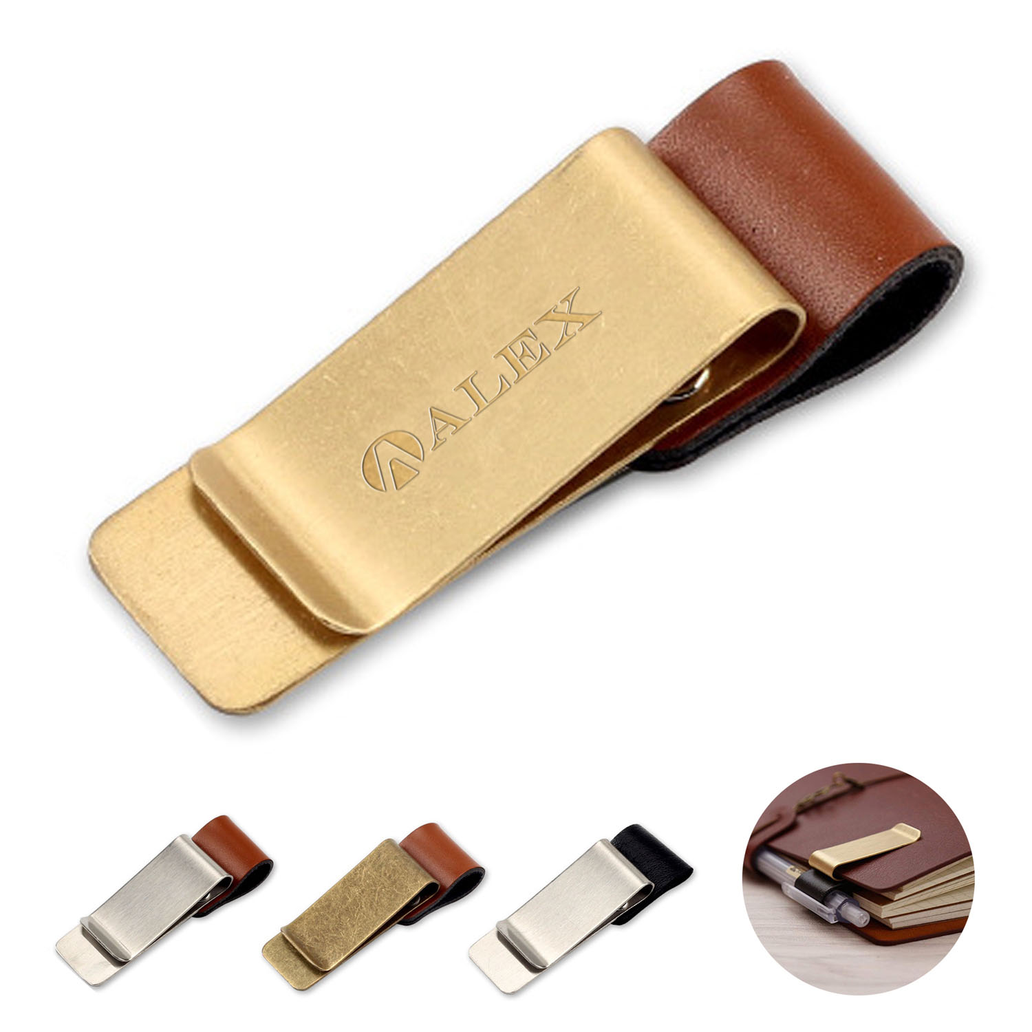 Retro PU Leather Pen Clip for Notebook Planner 12