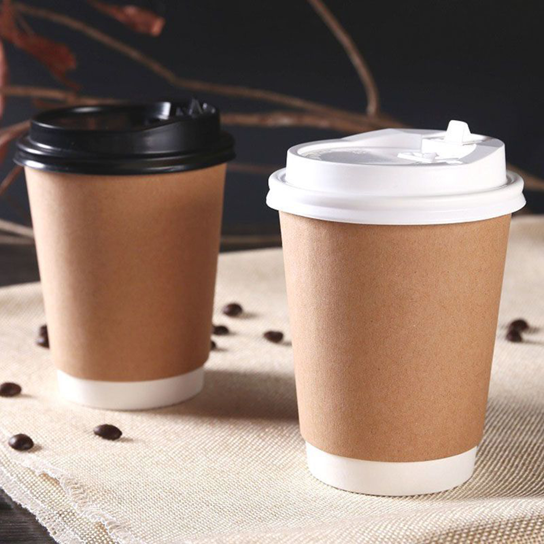 12 Oz. Disposable Coffeee Cups with Lids 2