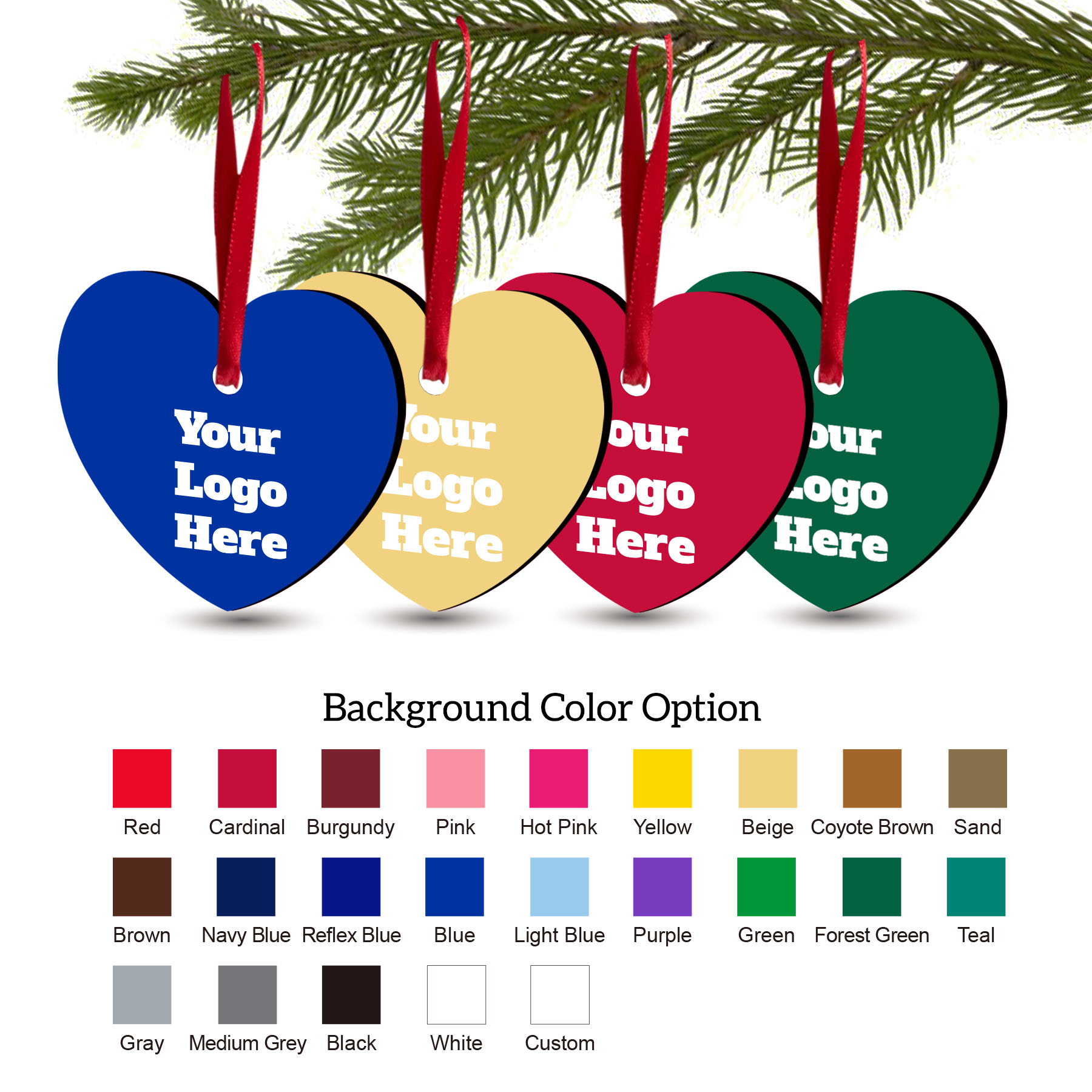 Free Shipping Solid Color Christmas Ornament - Heart 20