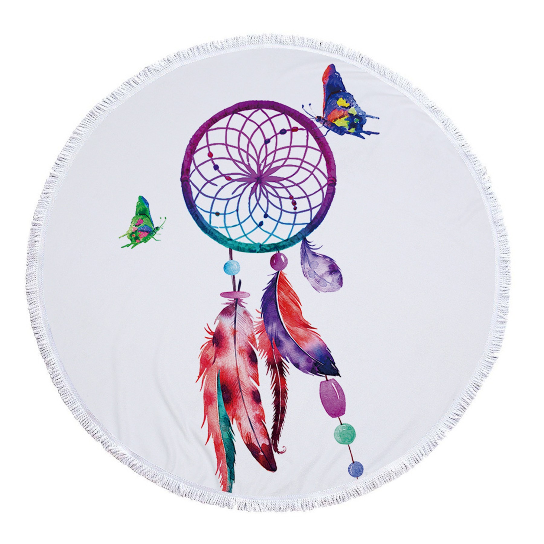 Dreamcatcher Printing Round Beach Towel With Tassels 15