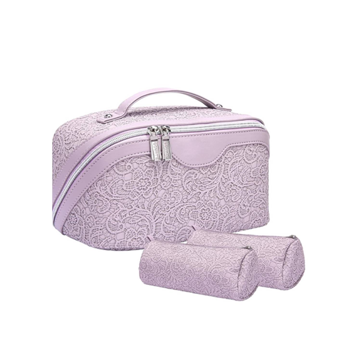 Leather Lace Embossed Waterproof Toiletry and Makeup Bag 2