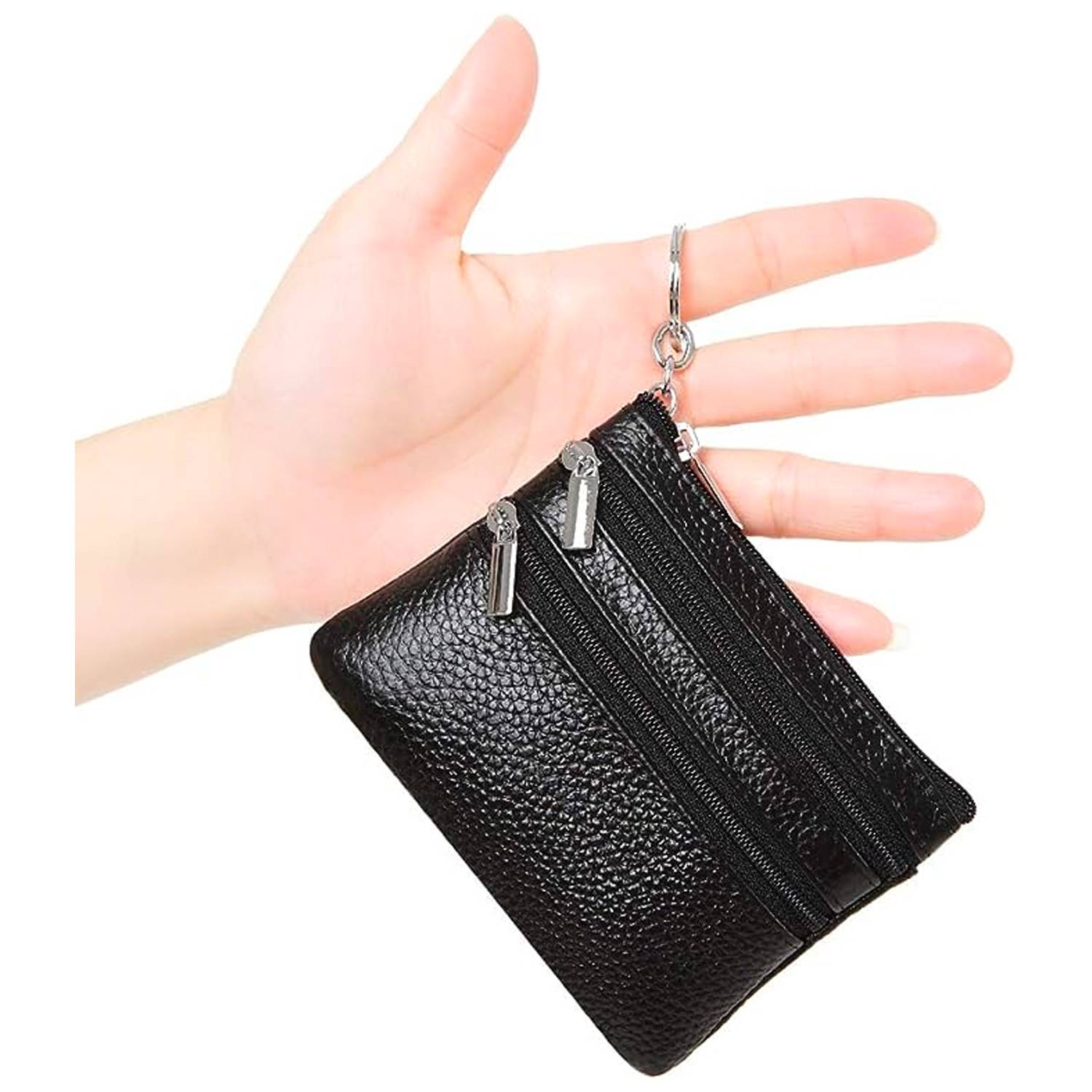 Genuine Leather Coin Purse with Keychain 6