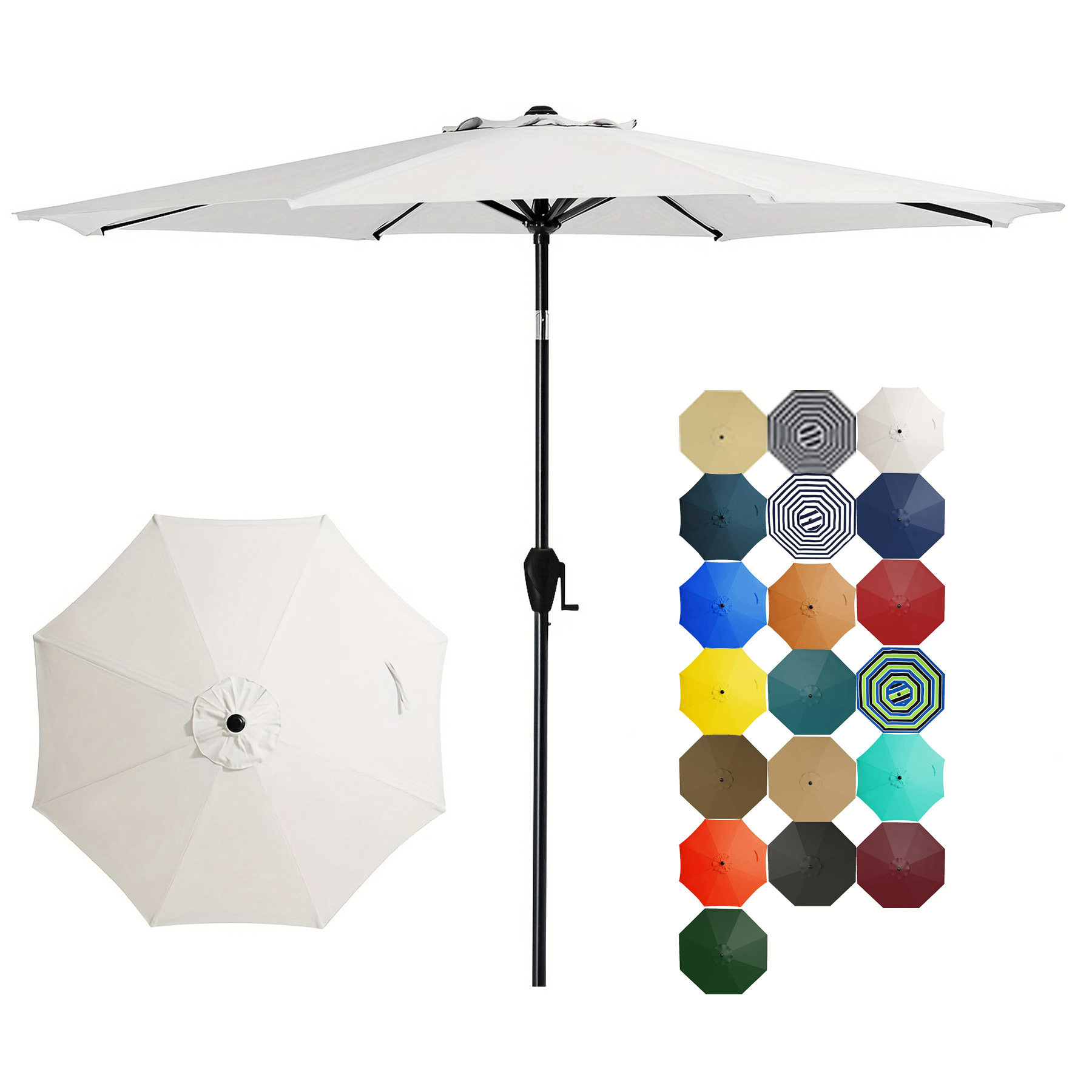 Crank Lift Button Tilt Outdoor Table Umbrella 7