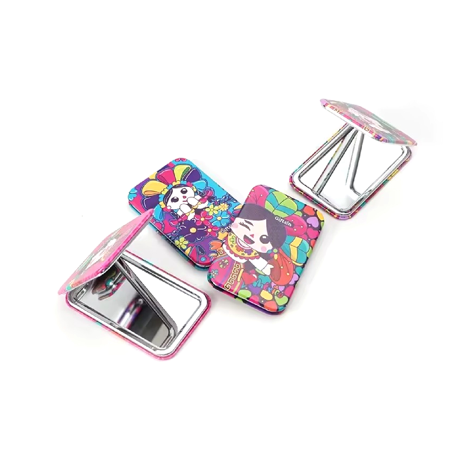 PU Leather Folding Compact Makeup Mirror 4