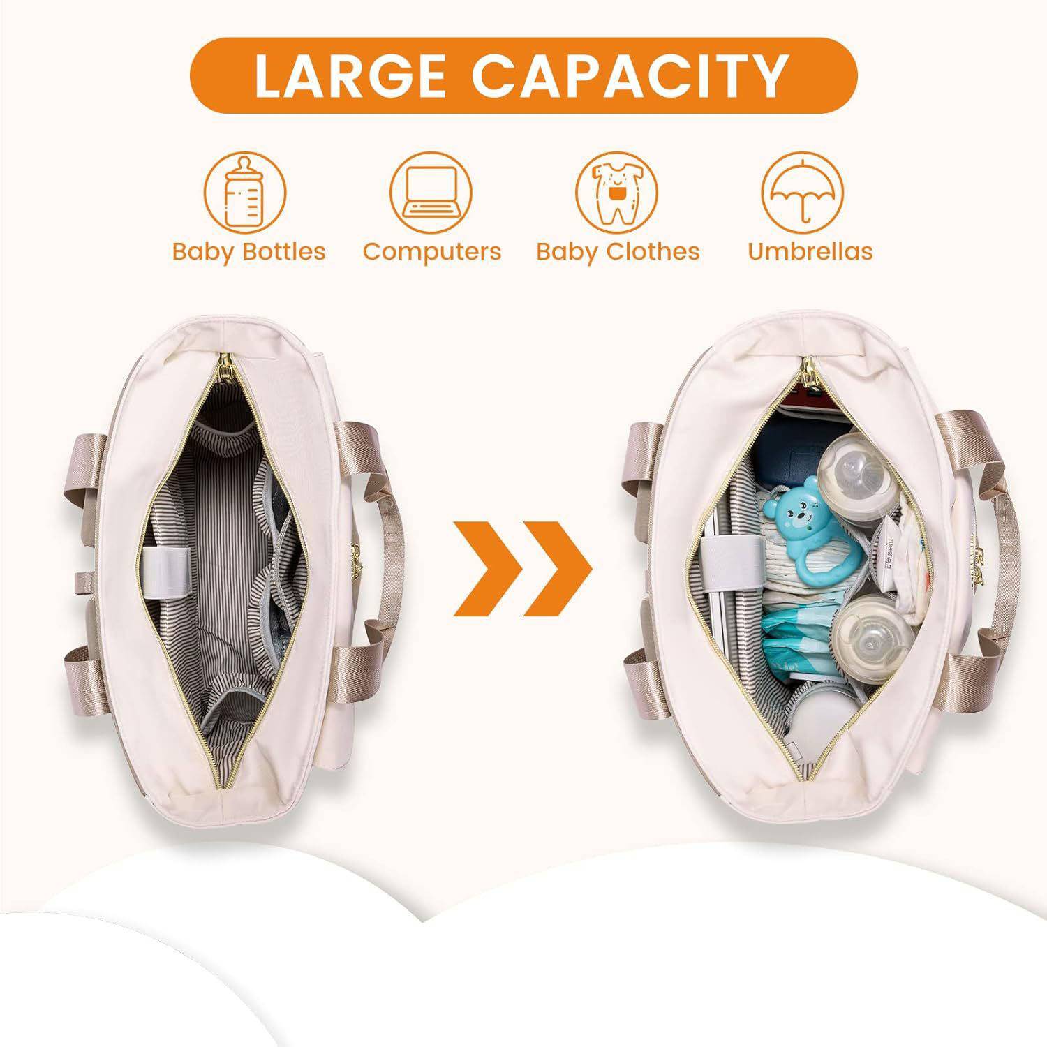 Polyester Diaper Backpack w/ Insulated Pockets Changing Pad 10