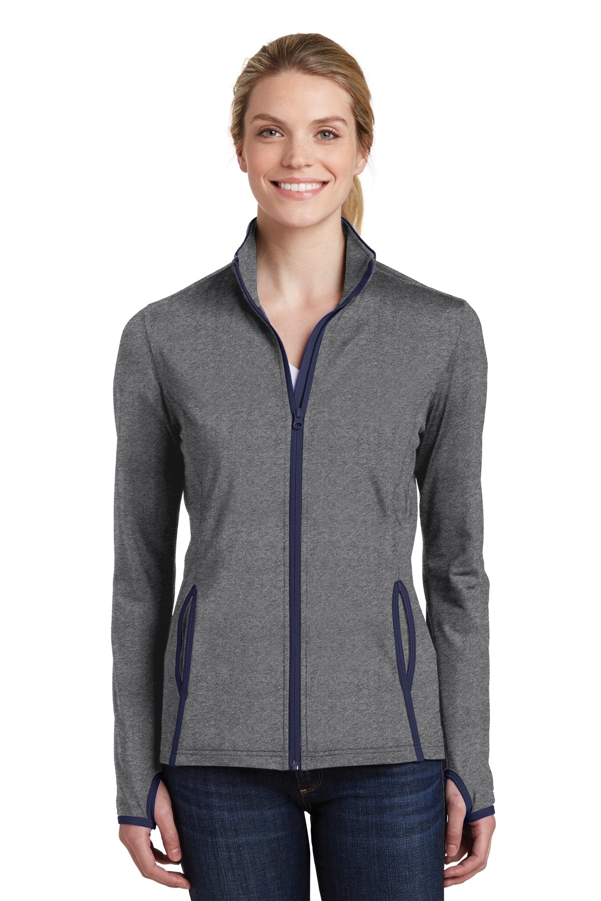 Sport-Tek Women's Sport-Wick Stretch Contrast Full-Zip Jacket. LST853 10