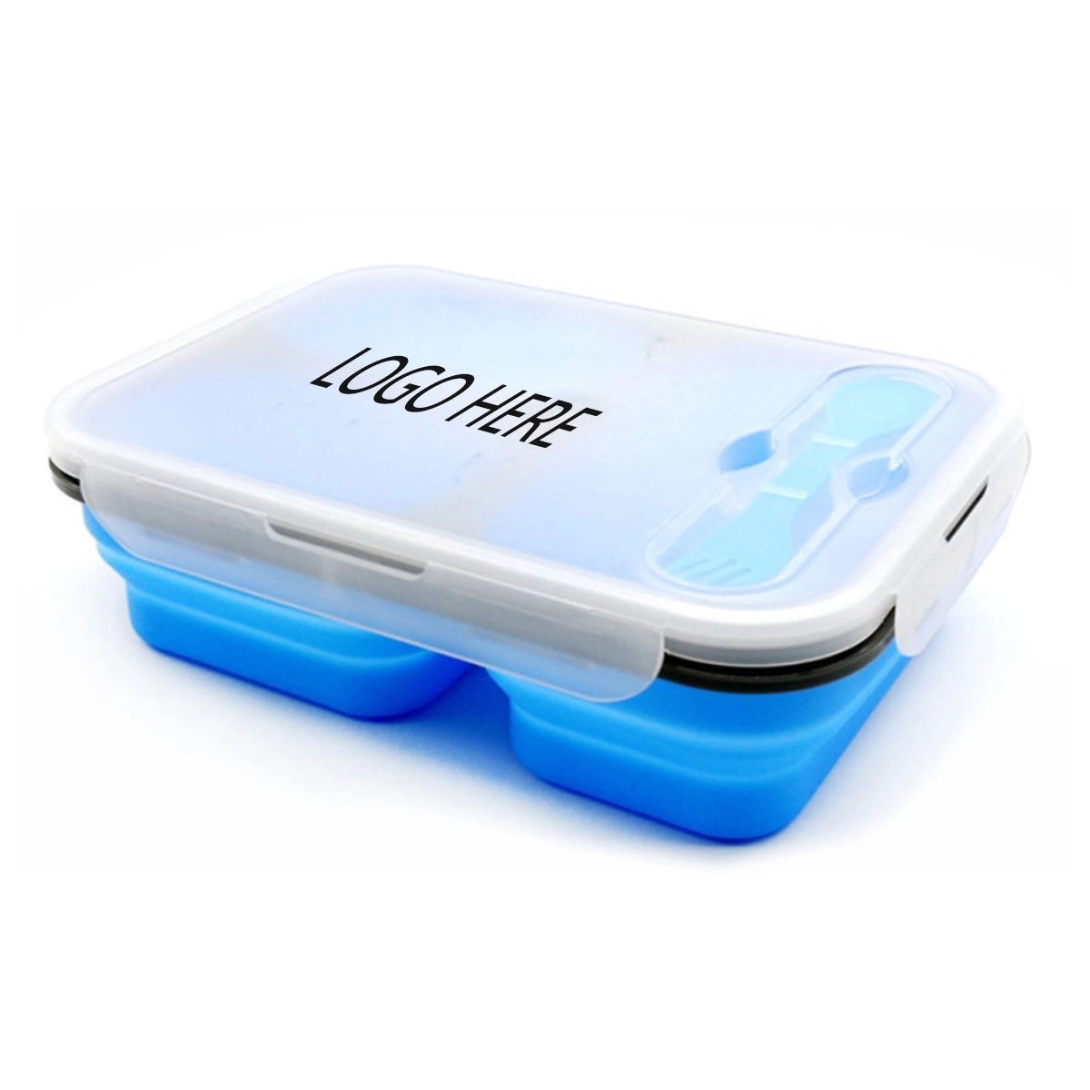 Collapsible Silicone Lunch Boxes with Fork and Spoon 3