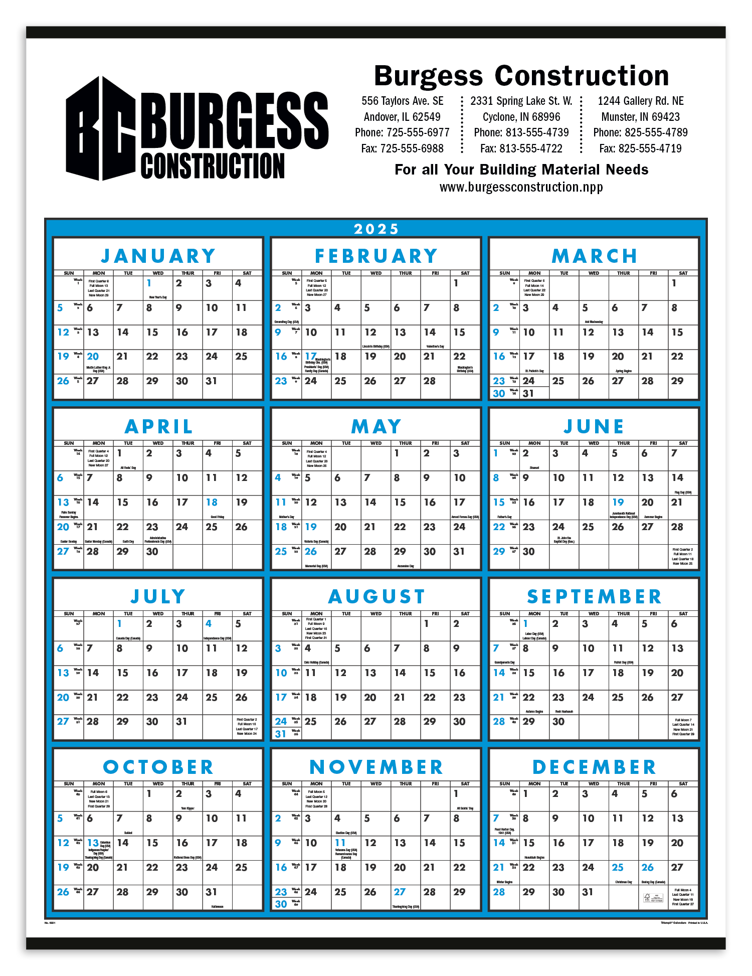 Triumph® Calendars Black & White Span-A-Year Non-Laminated Calendar 19