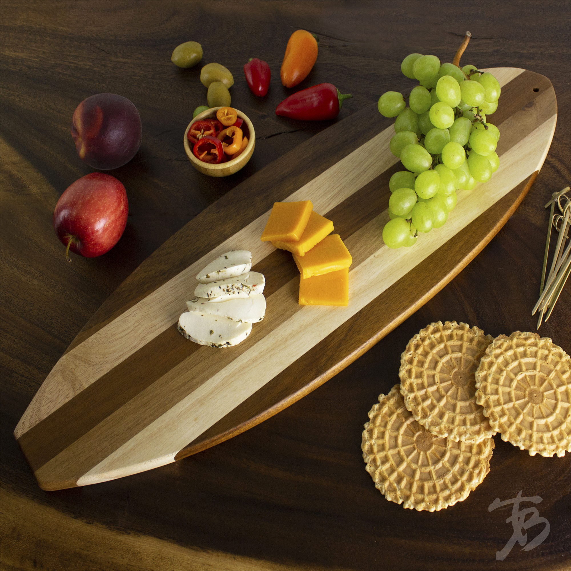 Rock & Branch® Shiplap Series Surfboard Cutting & Serving Board 10