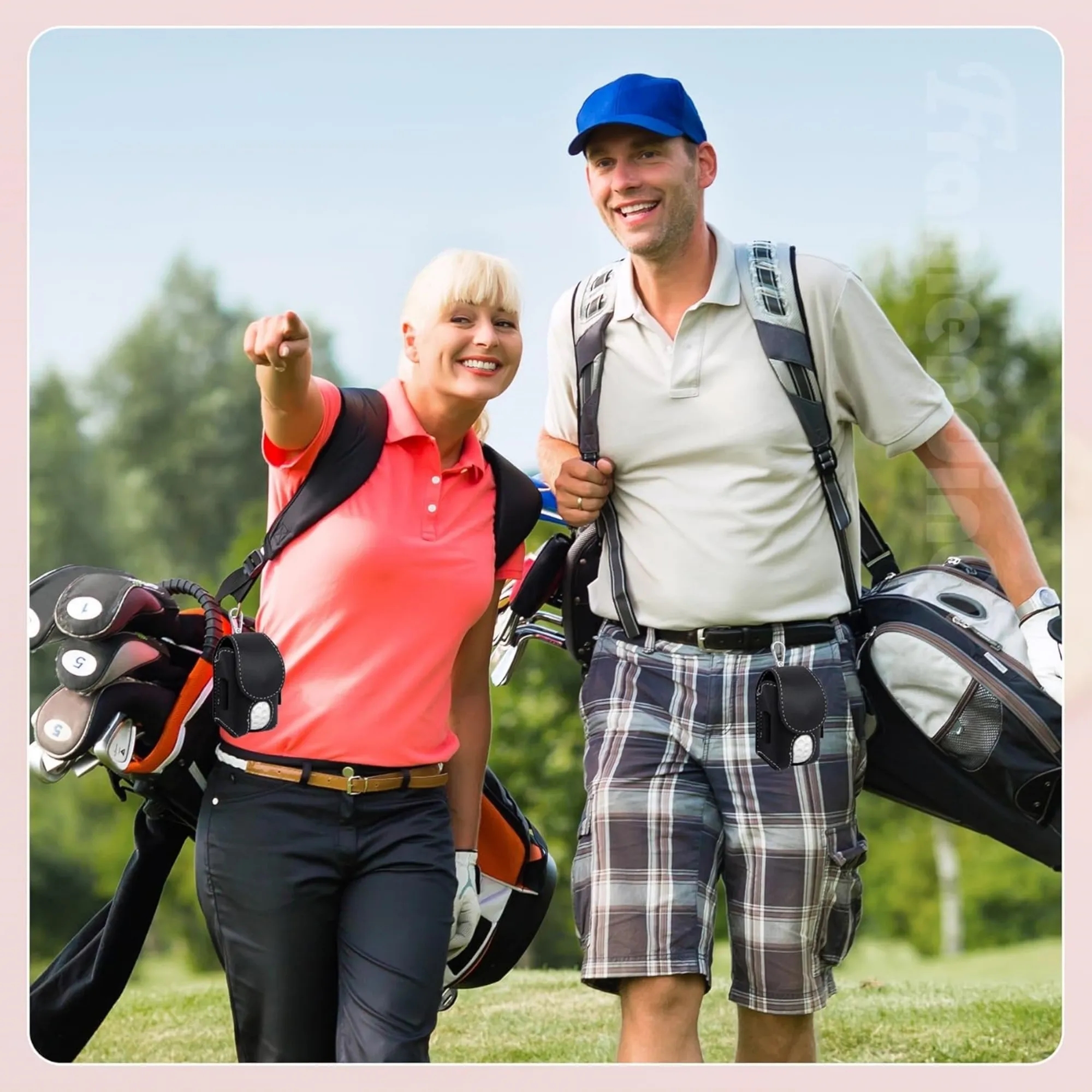 Personalized Leather Golf Ball Pouch Bag 12