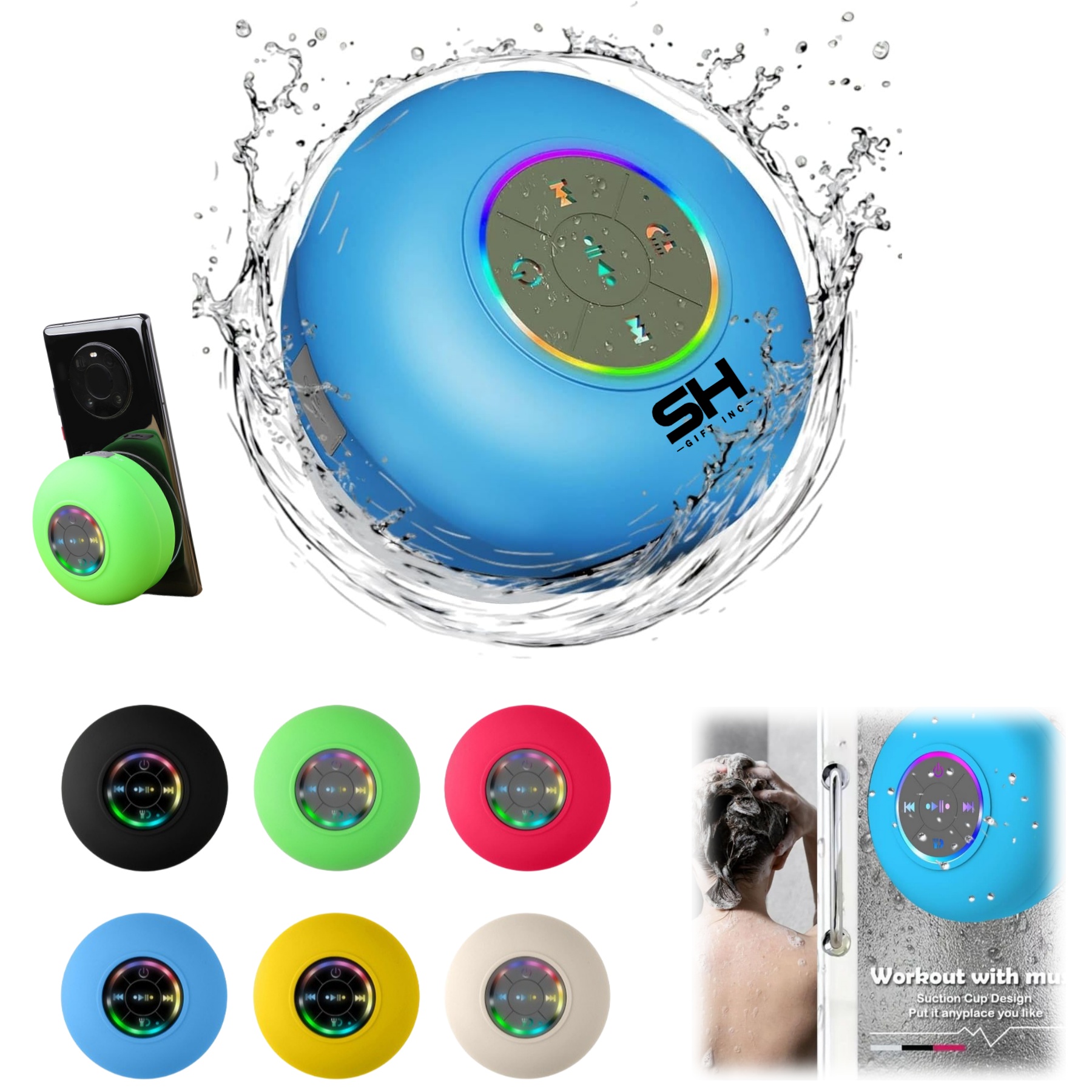 Bluetooth Shower Speaker with LED 2