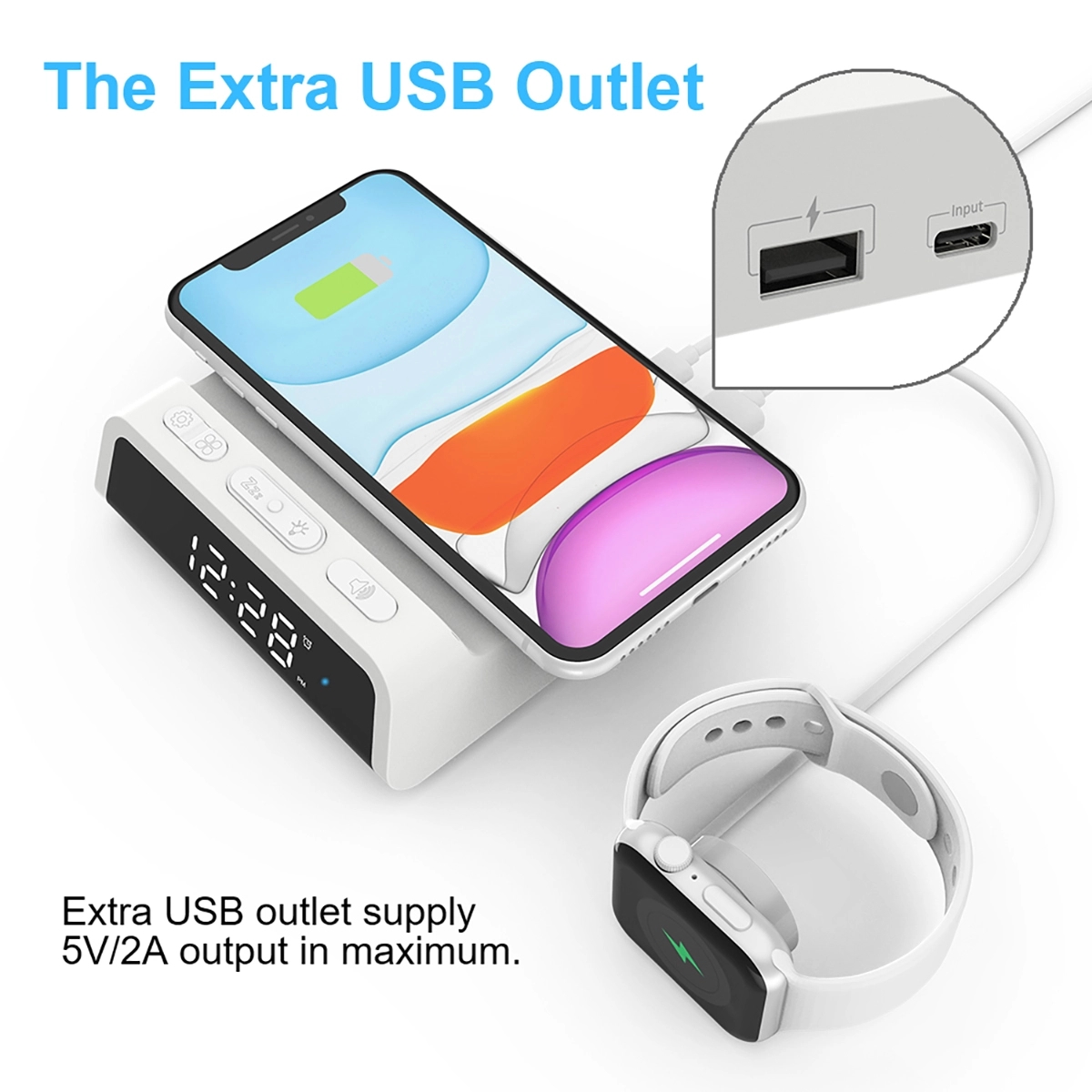 15W Wireless Charger Alarm Clock 5
