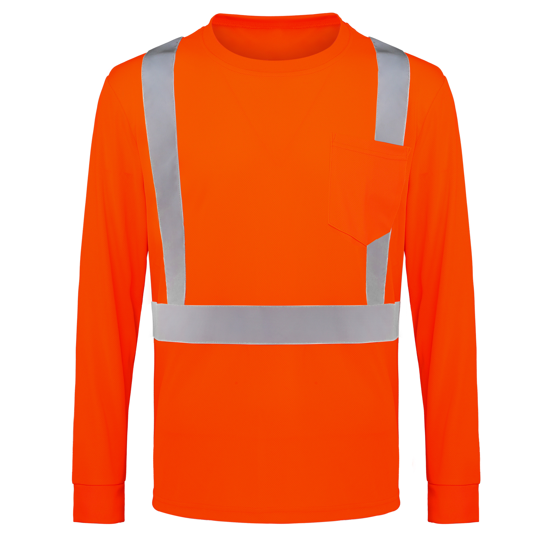 4 Oz. Class 2 Long Sleeve Hi Vis Reflective Safety T-Shirt W / Pocket 6