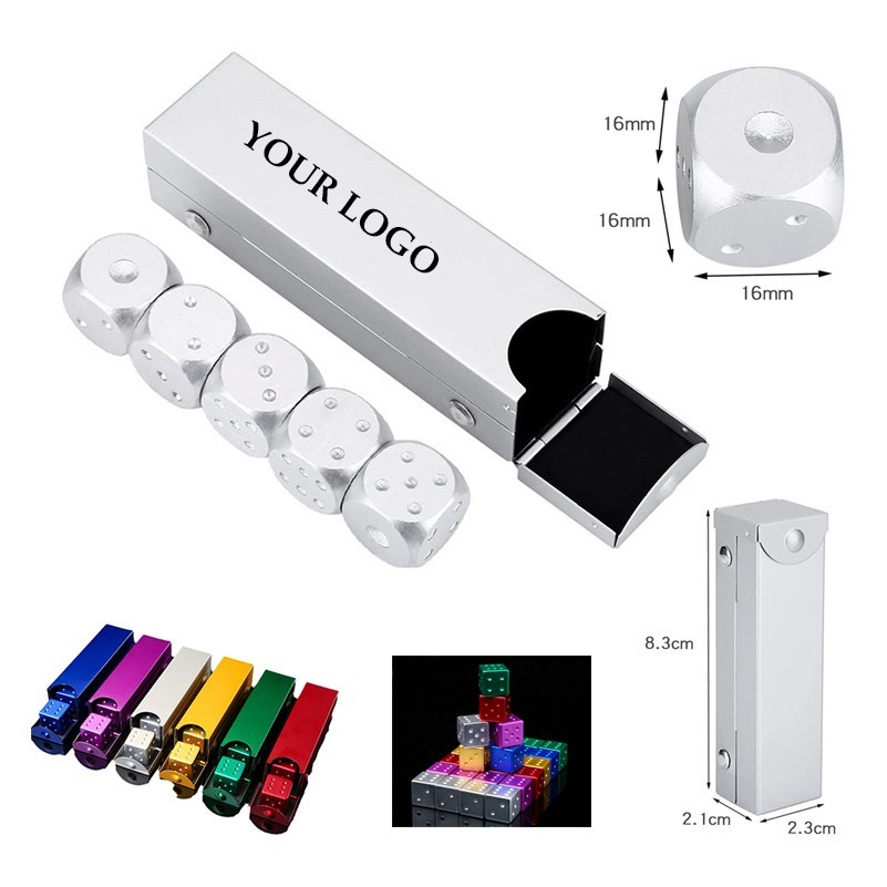 Aluminum Dice Set with Metal Case 4