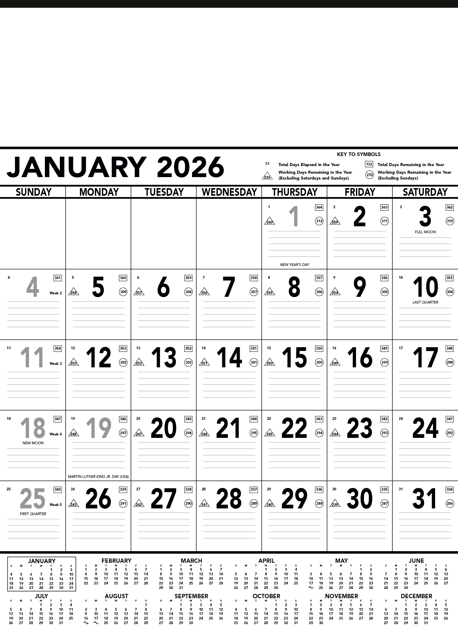 Triumph® Calendars Black & White Contractor Memo Calendar