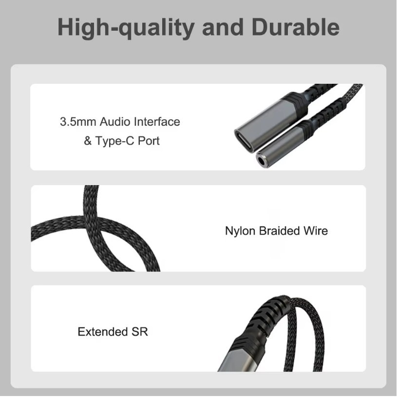 2-in-1 USB C Headphone Adapter & Charger Splitter 2