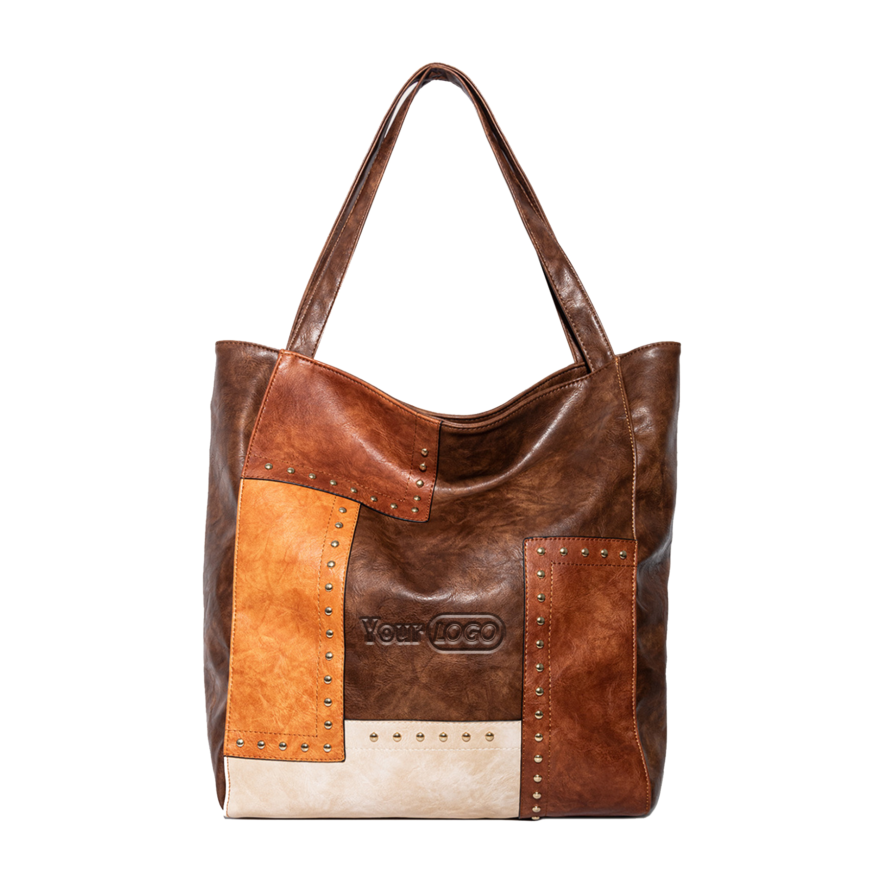 Large PU leather Tote Shoulder Bag, custom tote bag with logo imprint 3
