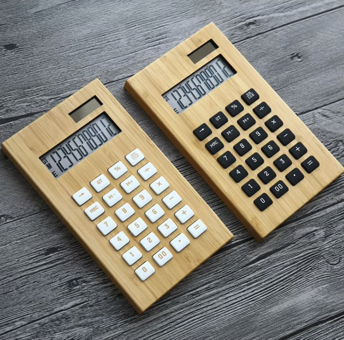 Mini Wooden Solar Dual Power Calculator 4